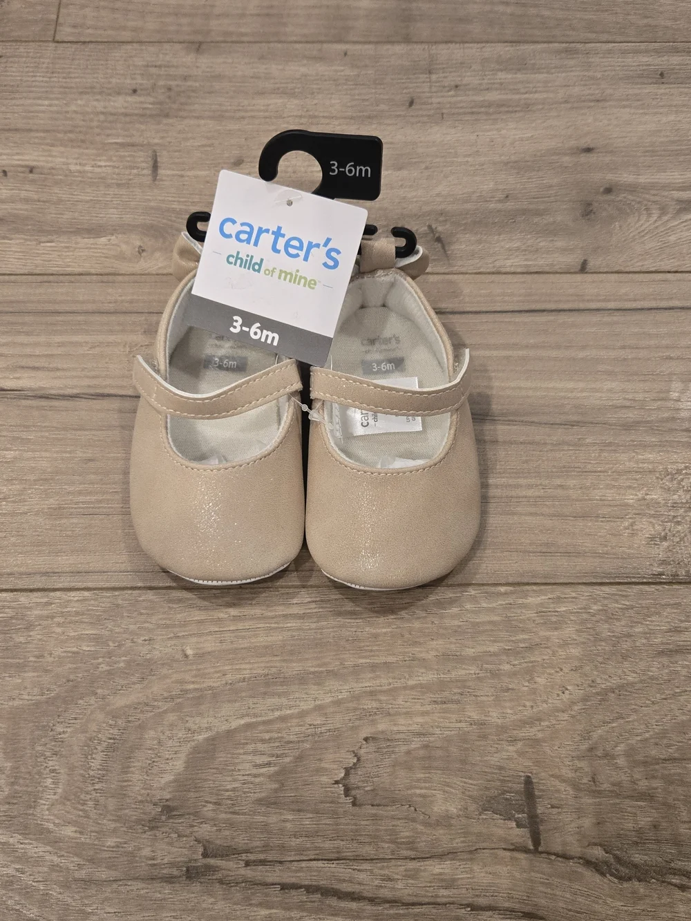 NWT Carter's Baby Mary Jane Shoes Shimmer Pink Champagne Mutli Size 0-3M 3-6M
